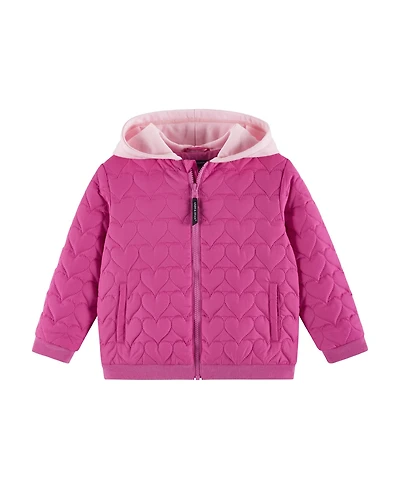 Andy & Evan Toddler/Child Girls Pink Quilted Heart Hooded Jacket