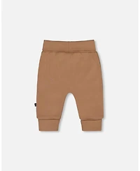 Deux par Baby Boy Cotton Evolutive Pants Brown with Bears