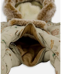 Deux par Baby Boy One-Piece Layette Snowsuit Designed for Car Seat Green Animal Print