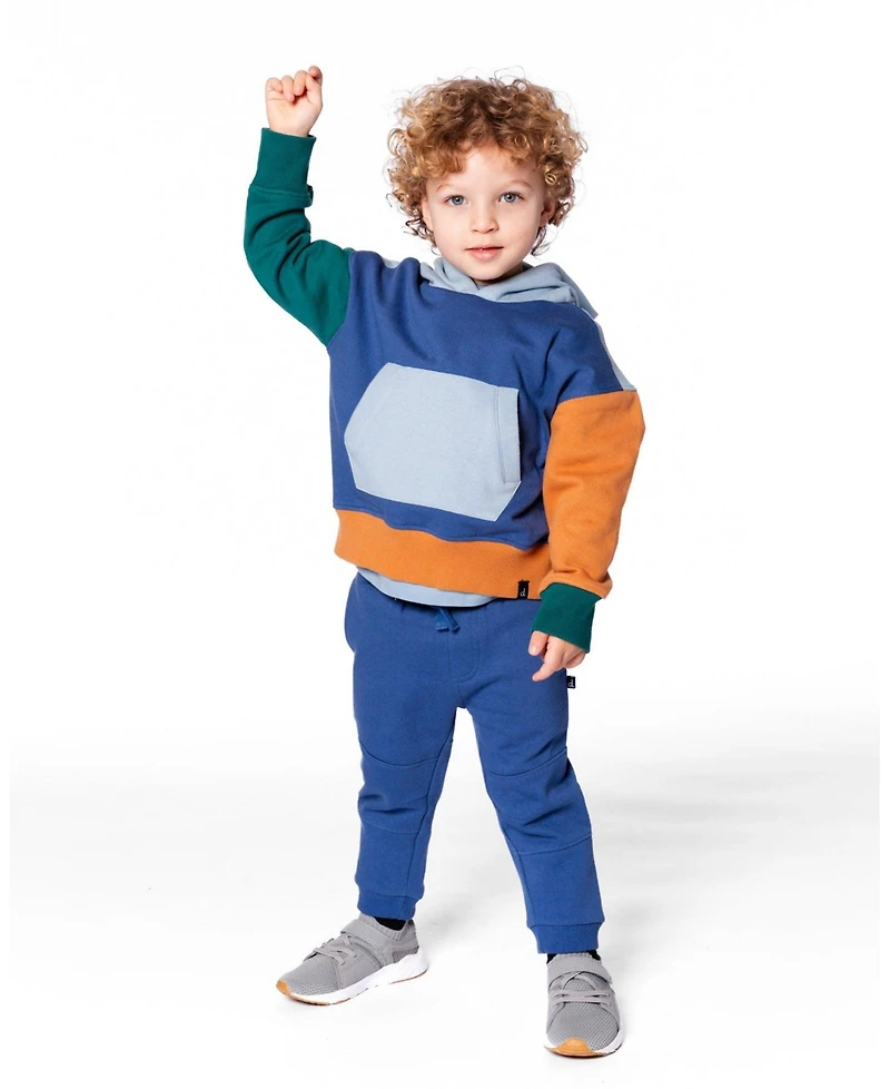 Deux par Baby Boys Fleece Sweatpants with Articulated Knees Blue
