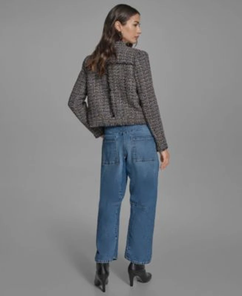 Bcbg Womens Tweed Jacket Stripe Crew Barrell Jeans