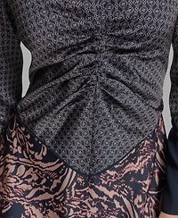 Bcbg Women's Long Sleeve Mix-Print V-Neck Dress