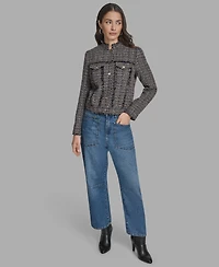 Bcbg Women's Boxy Mock Neck Tweed Jacket