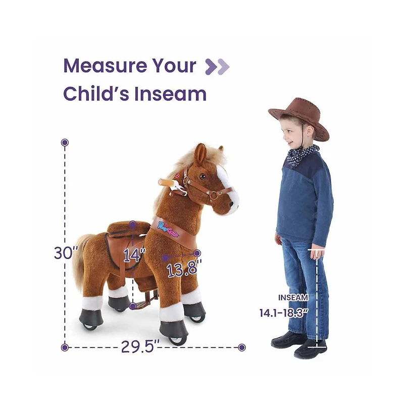PonyCycle Ride-on Horse Brown Model U Size 3 for 3-4 Years