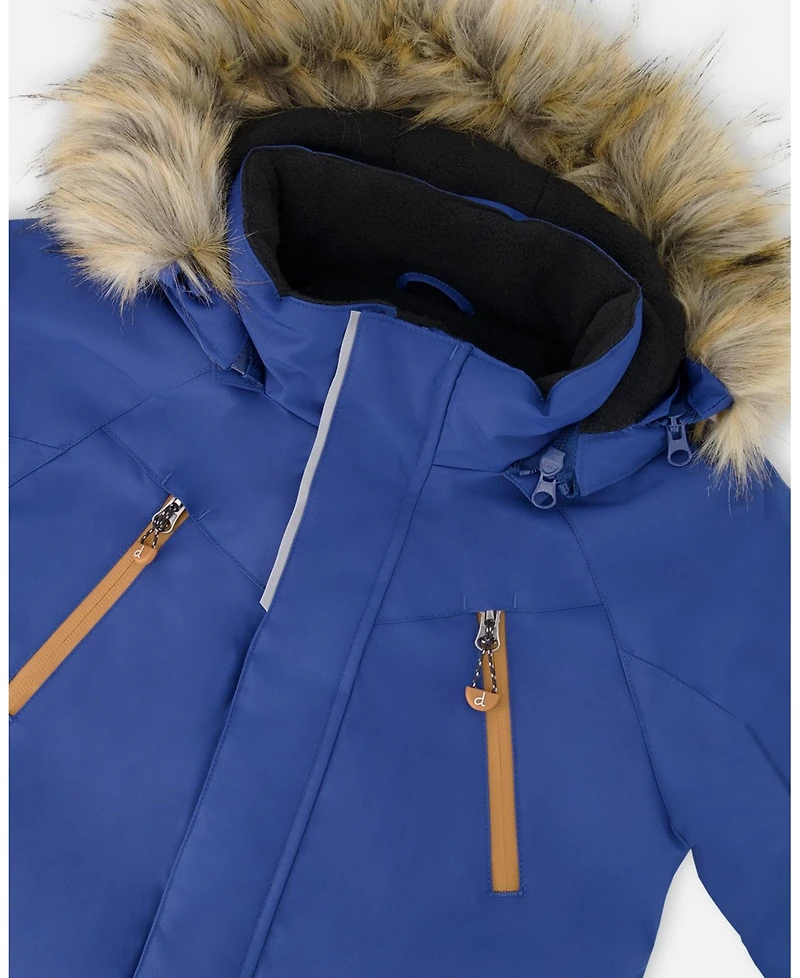Deux par Boy Two-Piece Play Snowsuit Navy and Brown