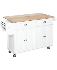 Halifax North America White Kitchen Helper: Rolling Island Cart with Drop-Leaf Top