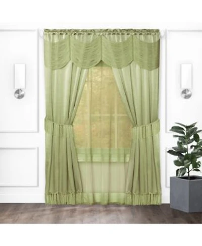 Kate Aurora Satin Chic Complete Attached Window Curtain Tiebacks Valance Set In. Long
