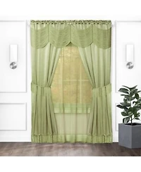 Kate Aurora Satin Chic Complete Attached Window Curtain Tiebacks Valance Set In. Long