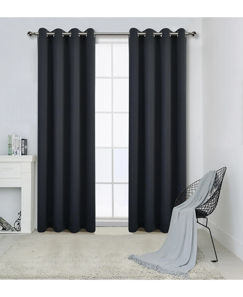 Kate Aurora 100% Hotel Blackout Thermal Insulated Grommet Curtains (2 Pack
