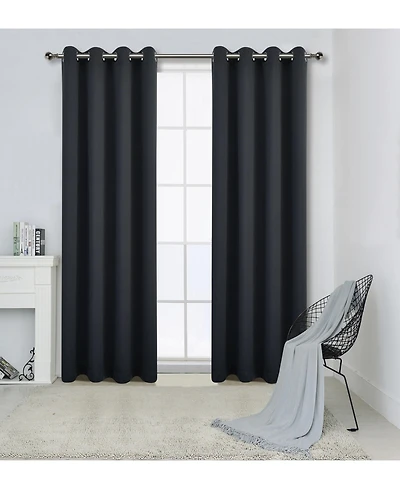 Kate Aurora 100% Hotel Blackout Thermal Insulated Grommet Curtains (2 Pack