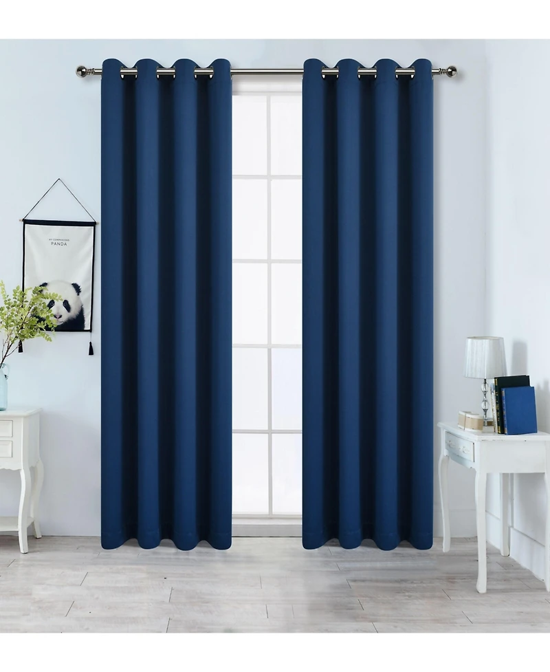 Kate Aurora 100% Hotel Blackout Thermal Insulated Grommet Curtains (2 Pack