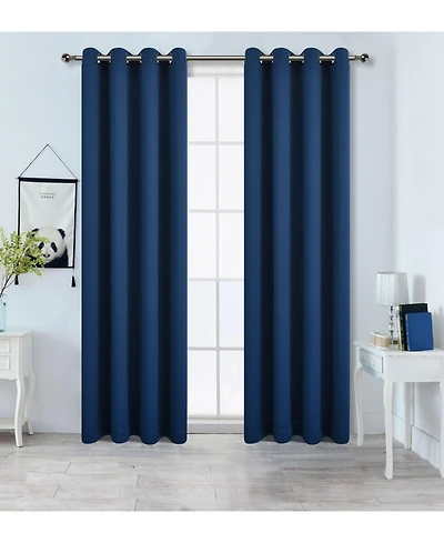 Kate Aurora 100% Hotel Blackout Thermal Insulated Grommet Curtains (2 Pack