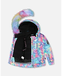 Deux par Girl Two-Piece Play Snowsuit Black with Multicolor Print Jacket
