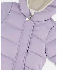 Deux par Baby Girls One-Piece Cloud Compressible Snowsuit Designed for Car Seat Purple Gray