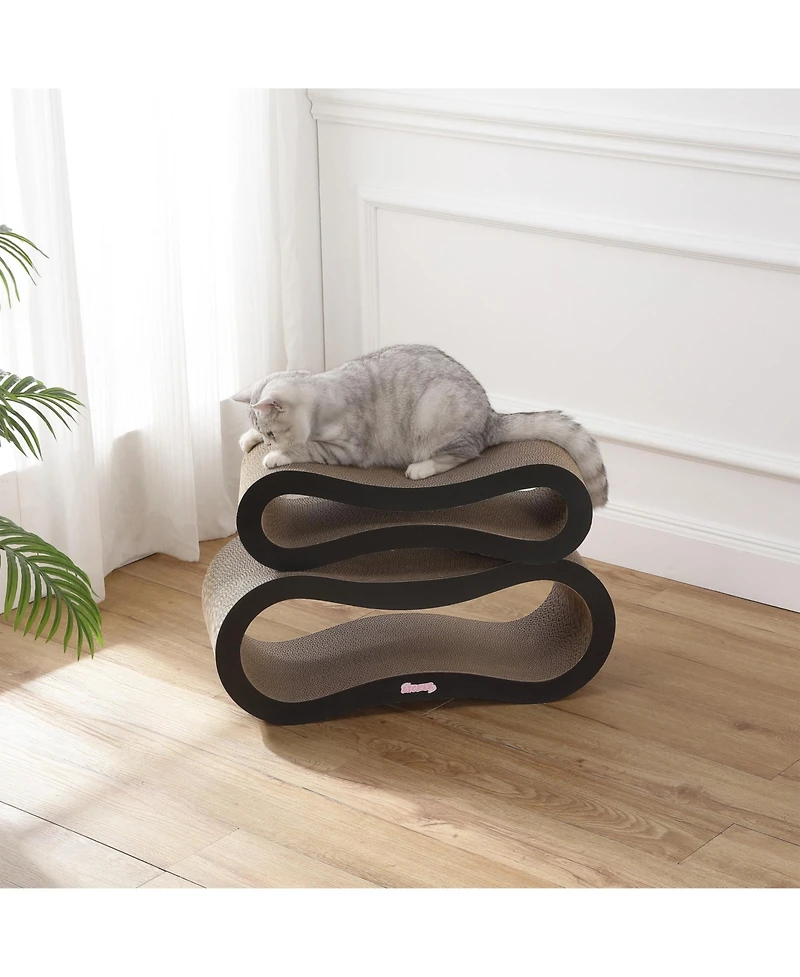 The Licker Store Suvi 26" Modern Cardboard Infinity 2-in-1 Lounge Bed Cat Scratcher with Catnip
