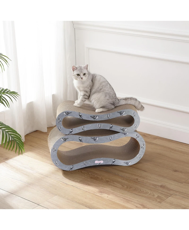 The Licker Store Suvi 26" Modern Cardboard Infinity 2-in-1 Lounge Bed Cat Scratcher with Catnip