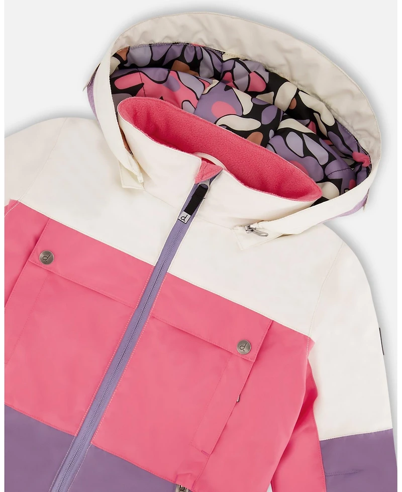 Deux par Girl Two-Piece Teknik Snowsuit Black Retro Flower Print