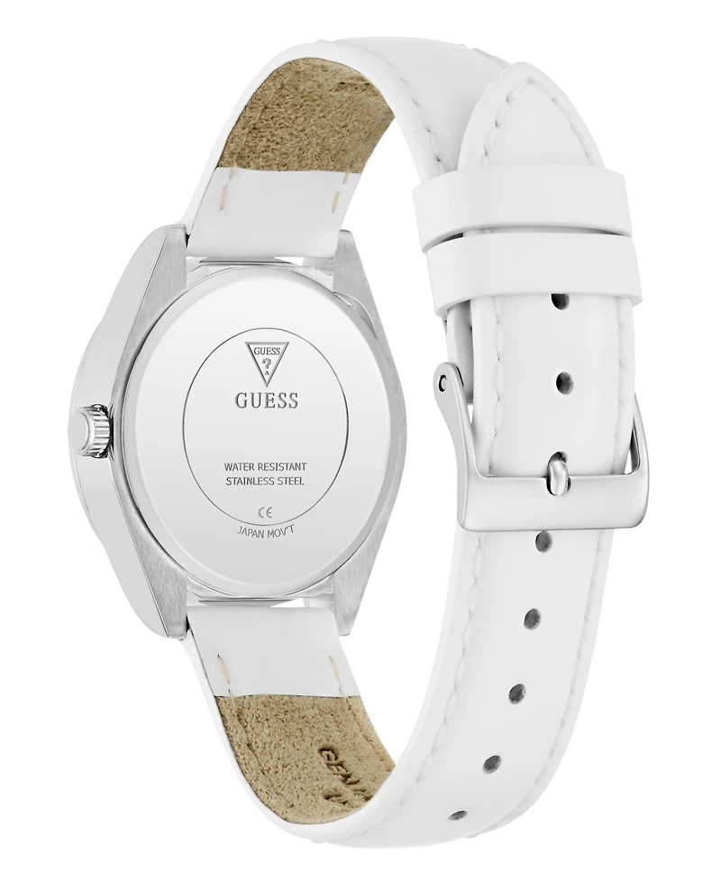 Guess Women's White Silver Tone Analog Watch, 32mm