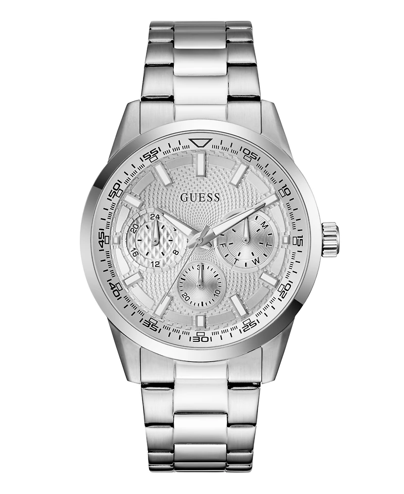 Guess Men's Silver Tone Multi-function Watch, 44mm