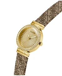 Guess Women's Beige Gold Tone Analog Watch, 32mm
