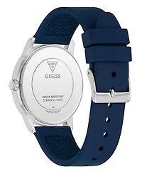 Guess Men's Blue Silver Tone Analog Watch, 40mm