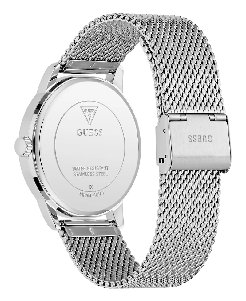 Guess Men's Silver Tone Analog Watch, 40mm