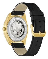 Guess Men's Black Gold Tone Automatic Watch, 42mm