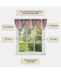 Kate Aurora 1 Piece Crushed Faux Satin Silver & Blush Rose Pink Ombre Window Waterfall Tasseled Valance