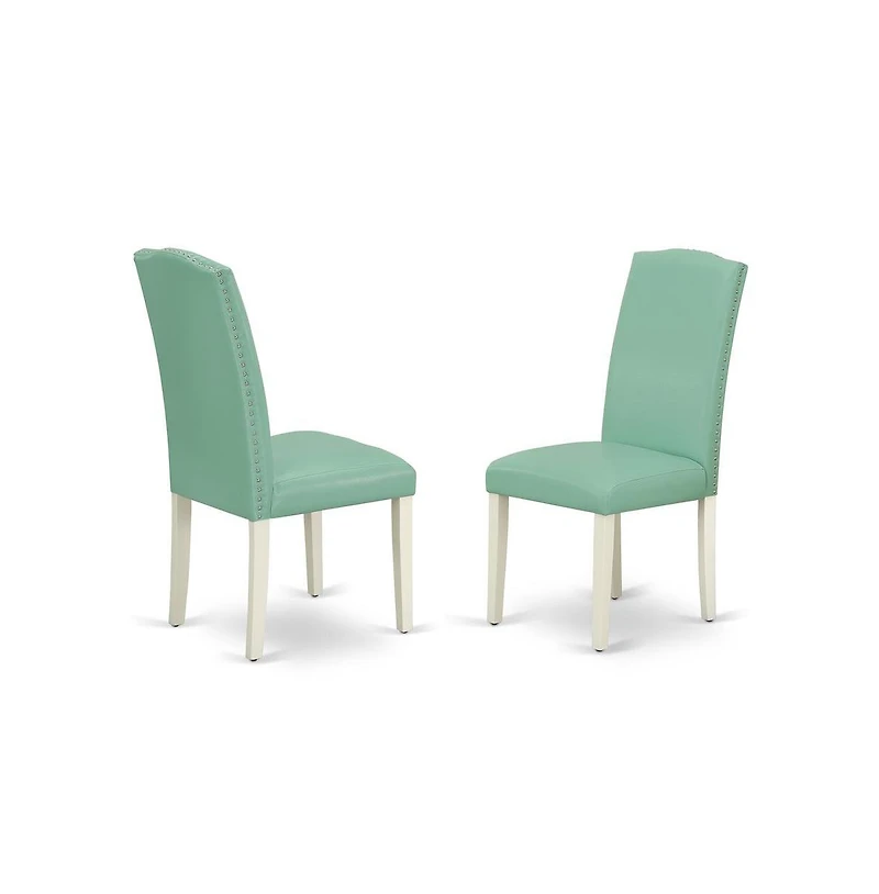 East West Furniture 6-Piece Wood Dining Table Set-Pond Linen Fabric Seat and Button Tufted Chair Back Kitchen chairs, A Rectangular Bench and Rectangu