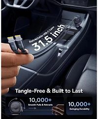Baseus 163W Retractable Car Charger Usb C Fast Charging, PrimeTrip VR2 Max 4 in 1 Car Charger with Dual Usb C Cable