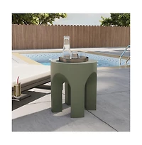 LeisureMod Crus Collection Fiberglass Outdoor Side Table in Grey