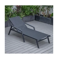 LeisureMod Marlin Patio Chaise Lounge Chair With Armrests in Aluminum Frame