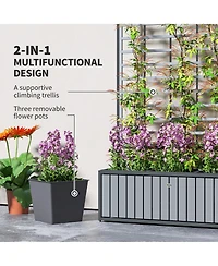 Outsunny Raised Garden Bed, Planter Box with Trellis, Removable Pots,
