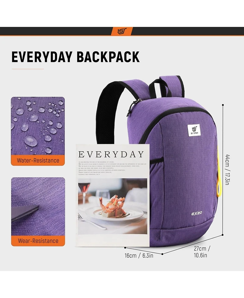 Wosofe Small Backpack 20L Hiking Backpack Lightweight Travel Daypack for Women Men(Purple)