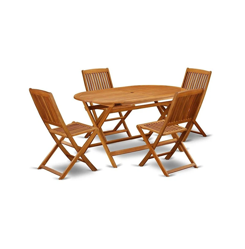 East West Furniture Wooden Patio Set Natural Oil