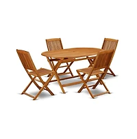 East West Furniture Wooden Patio Set Natural Oil