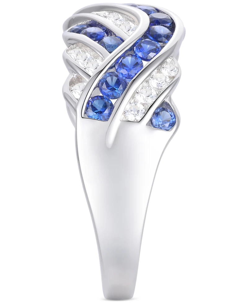 Created Sapphire, White Sapphire & Multi-Gemstone Ring Sterling Silver