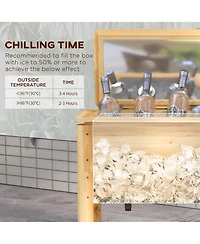 Outsunny Wooden Patio Cooler 54Qt. Outdoor Beverage Cooler, Natural