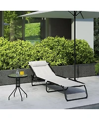 Outsunny Outdoor Folding Chaise Lounge Chair Portable Lightweight Reclining Garden Sun Lounger with 4-Position Adjustable Backrest for Patio, Deck