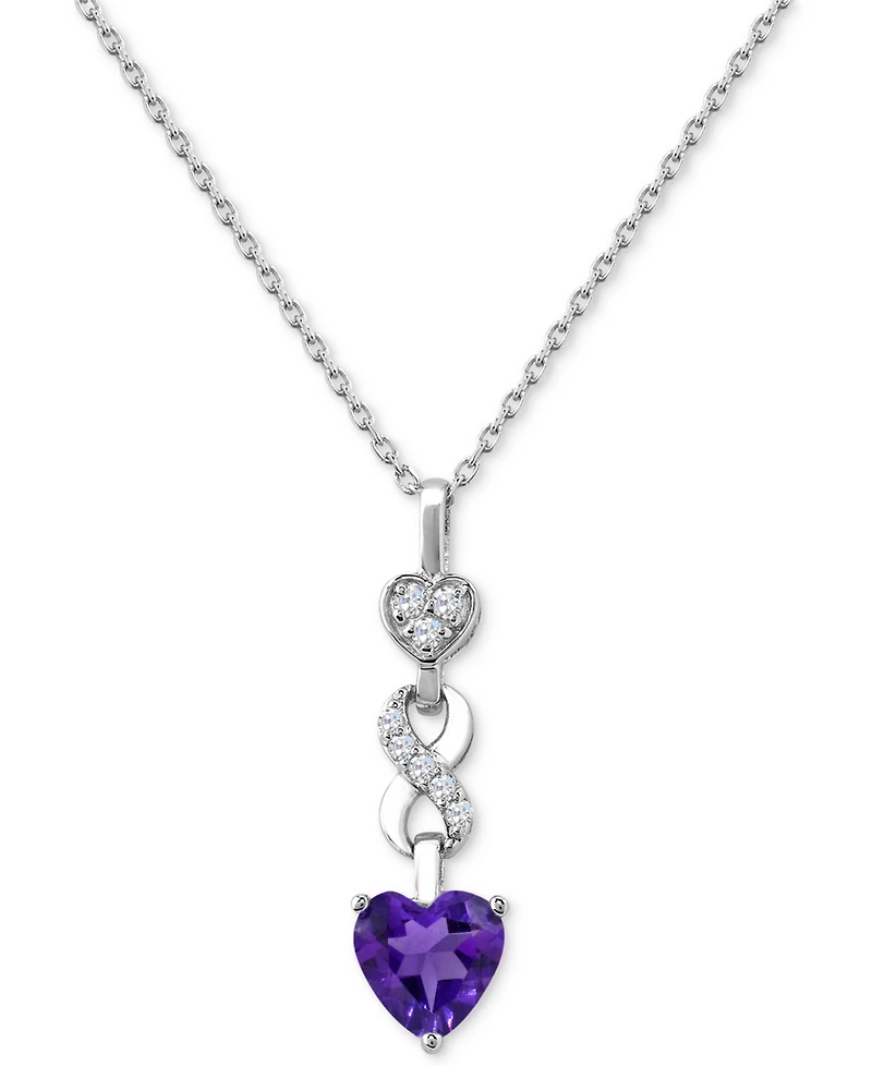 Lab-created Ruby 1-1/3 ct. t.w. White Sapphire 1/6 Heart Infinity Pendant Sterling Silver