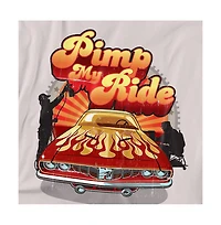 Logovision Men's My Ride Classic Car With Flames And Logo T-Shirt