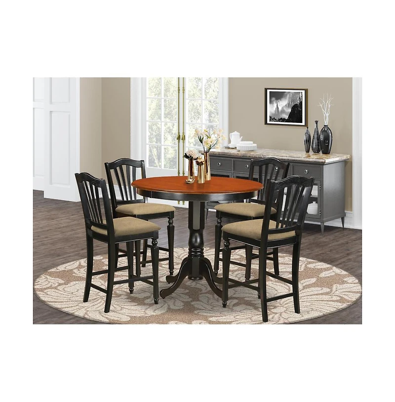 East West Furniture 5 Pc counter height Table and chair set-pub Table and 4 Kitchen bar stool