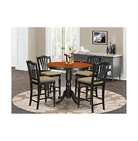 East West Furniture 5 Pc counter height Table and chair set-pub Table and 4 Kitchen bar stool
