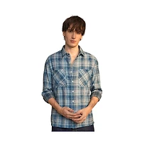 Campus Sutra Men's Steel Blue Tartan Plaid Shirt