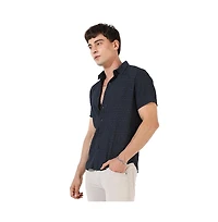Campus Sutra Men's Black Textured Regular Fit Casual Shirt
