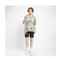 Campus Sutra Men's Charcoal Black & Ivory White Faded Woven Oversized Shirt
