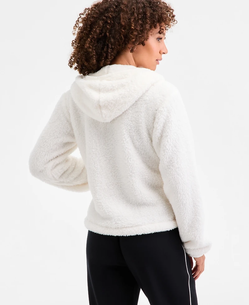 Id Ideology Women's Relaxed Hooded Sherpa Long-Sleeve Jacket, Macy's Exclusive