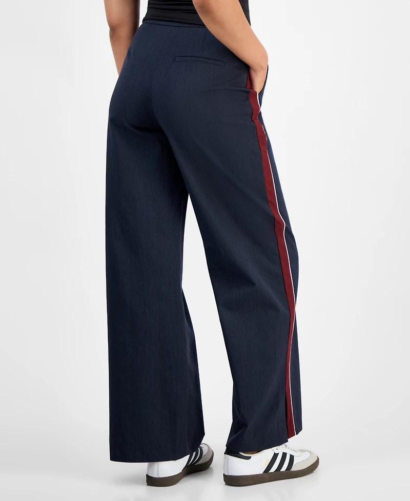 Bar Iii Women's Side-Stripe Pleated Wide-Leg Pants, Macy's Exclusive