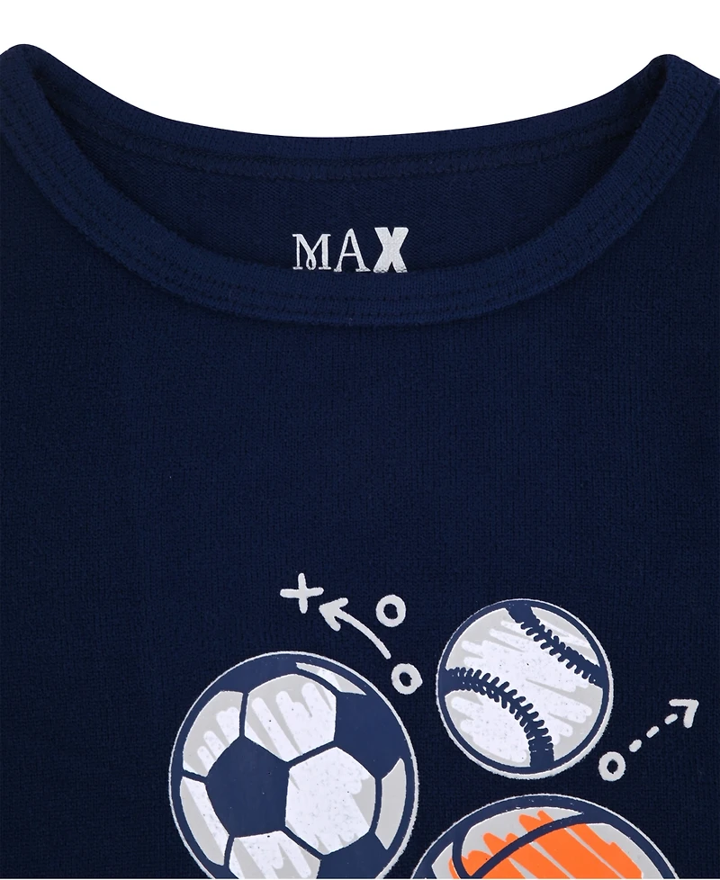 Max & Olivia Baby and Toddler Boys 2-Piece Sports Pajama with Socks Set