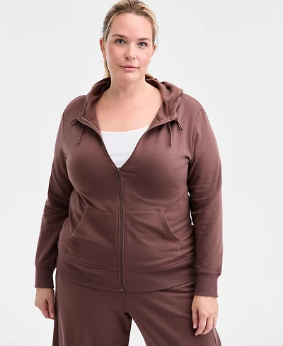 Id Ideology Women's Relaxed Zip-Front Long-Sleeve Fleece Hoodie, Created for Macy's